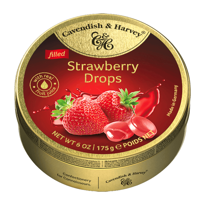 Cavendish & Harvey Filled Strawberry Drops Tin 200g